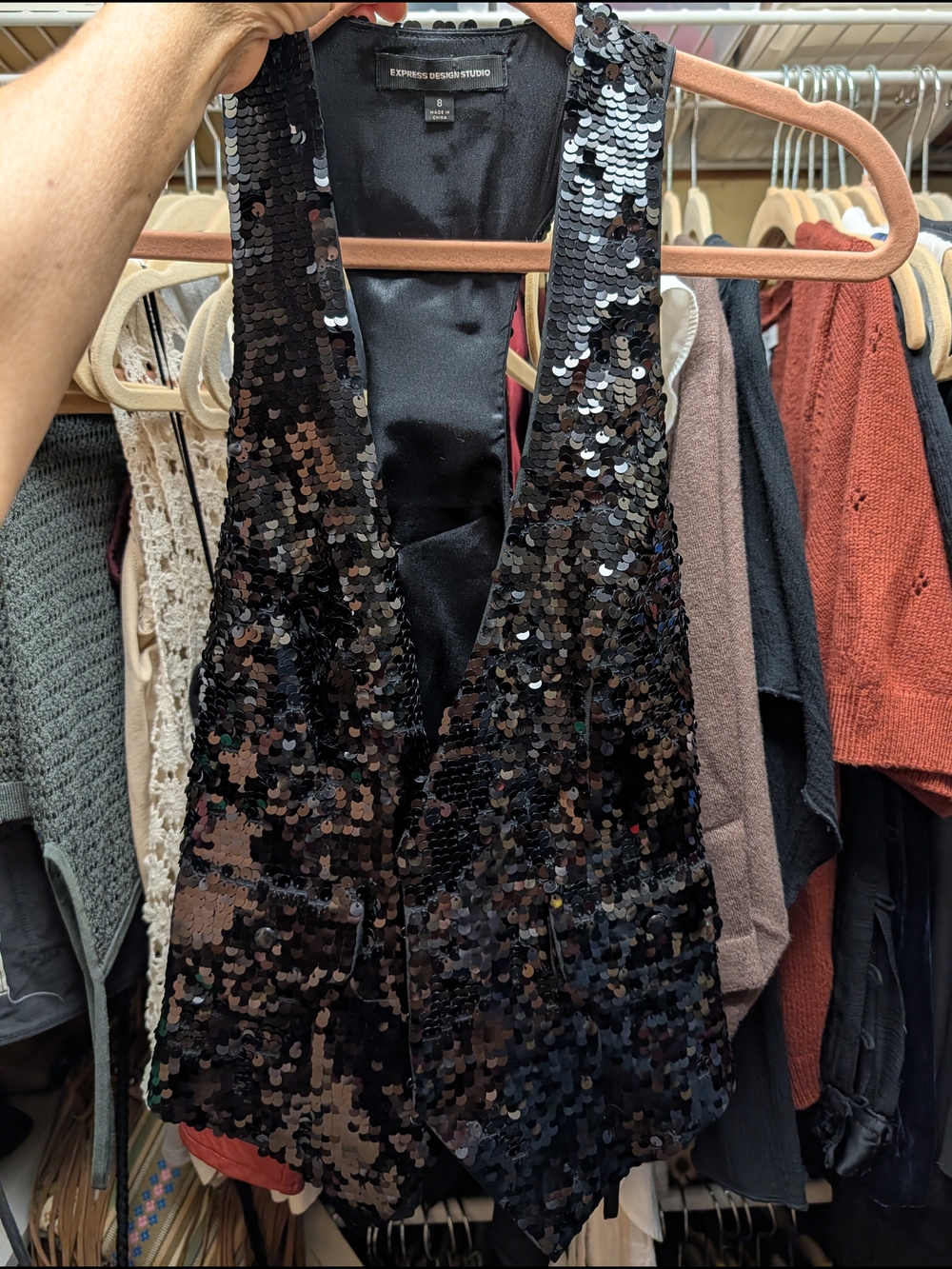 Express Black Sequin Vest